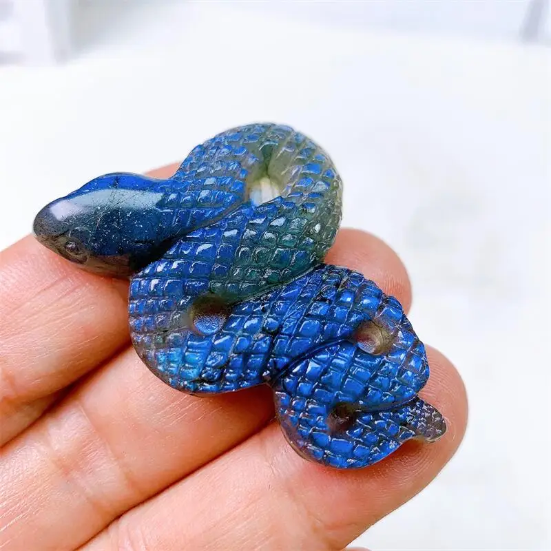 5 см Натуральная лабрадоритовая змея резной высококачественный мигающий