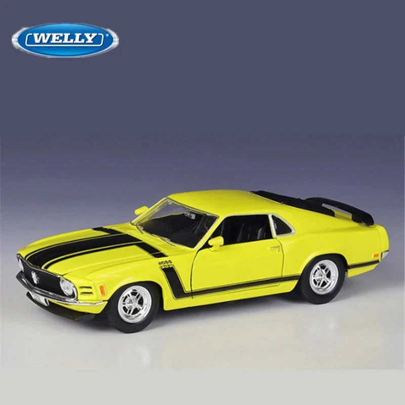 

WELLY 1:24 1970 Ford Mustang BOSS 302 Alloy Muscle Car Model Diecast Metal Toy Sports Car Model Simulation Collection Gifts Toys