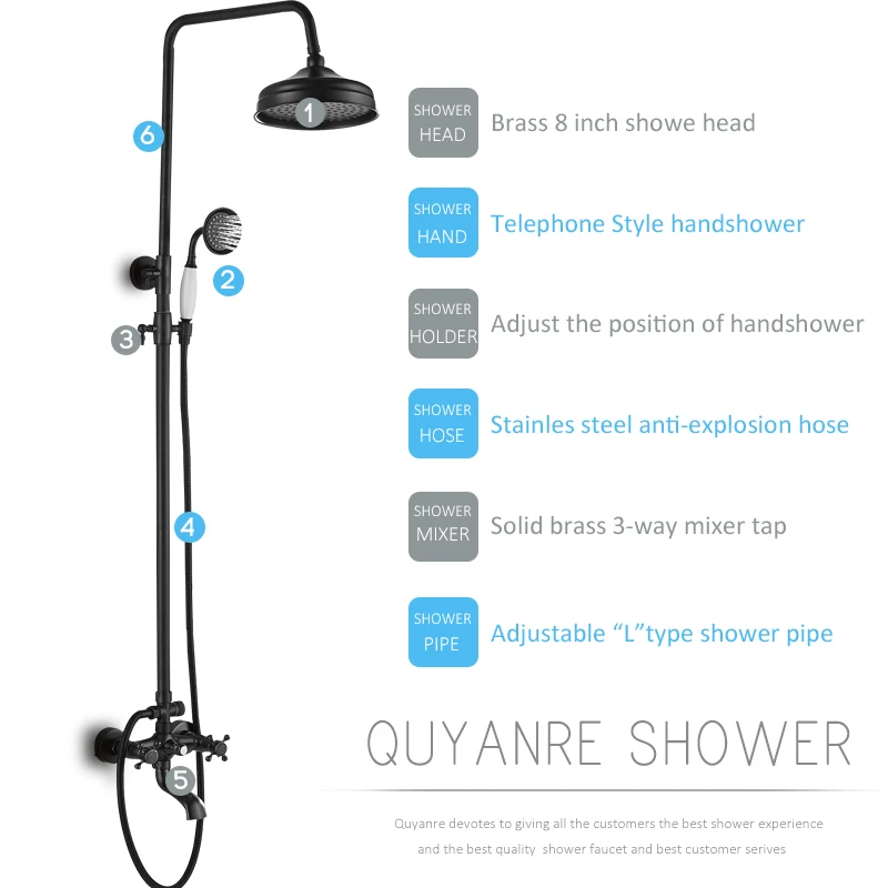 

Vidric Vidric Bronze Black Shower Faucets Set Wall Mounted Black Shower Mixer Tap Dual Knobs Swivel Tub Spout Mixer Bath Shower