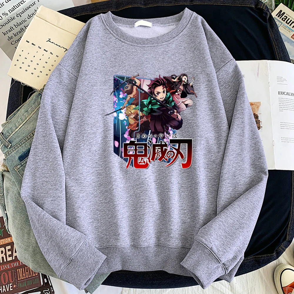 

Толстовка мужская с капюшоном, Повседневная Уличная одежда в стиле хип-хоп, рассекающая демонов манга, японское аниме, Модные свободные пул...