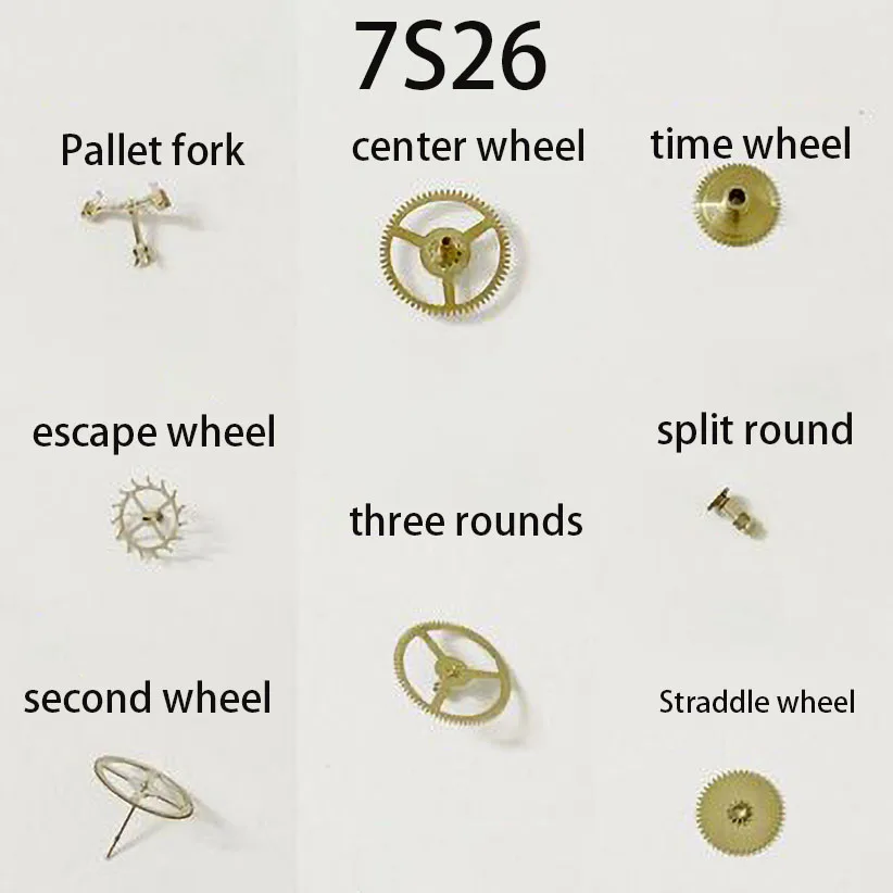 

Watch accessories suitable for Seiko 7S26 movement escapement fork horse wheel second wheel center wheel three-wheel hour-minute