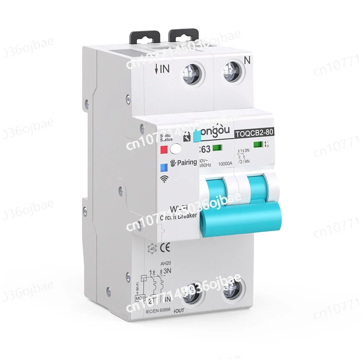 Интеллектуальный автоматический выключатель Wi-Fi 63A двухполюсный Tuya настенный 60A