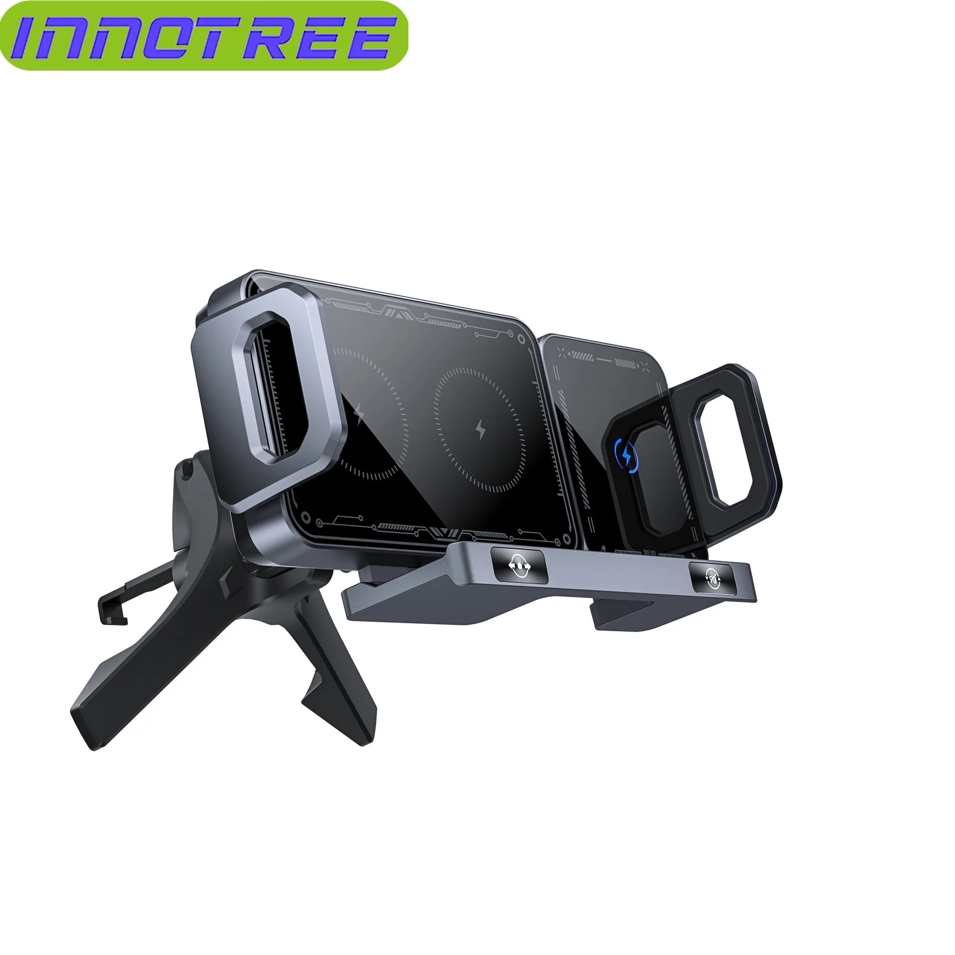 

Автомобильное беспроводное зарядное устройство с двойной катушкой и складным экраном, быстрая зарядка для телефона Samsung Galaxy Z Fold 5 6 Flip 3 4, автомобильный держатель для телефона с вентиляционным отверстием