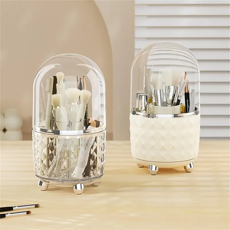 

Large Capacity Turntable Cosmetic Multifunctional Storage High Capacity Transparent Design Rotating Disk Pen Holder Lipstick