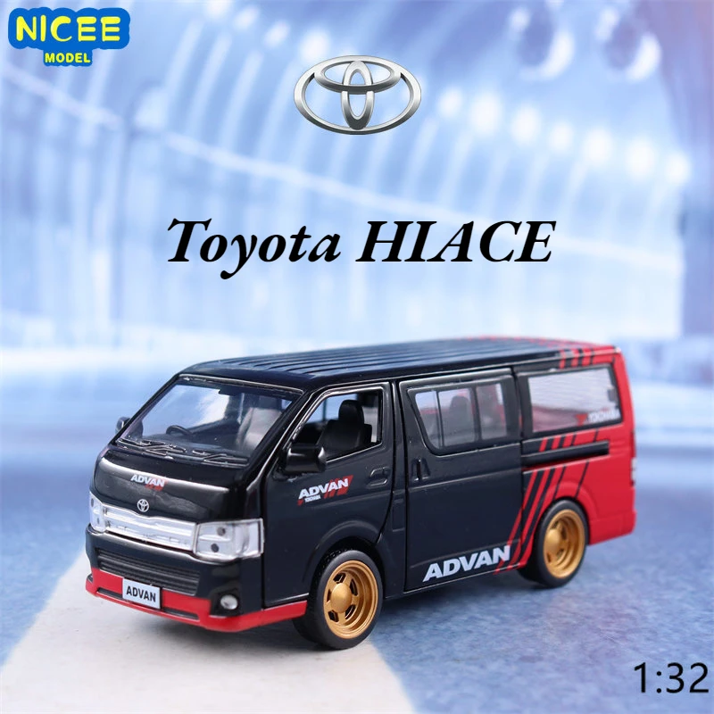 

1:32 Toyota HIACE Van Passenger car Simulation Diecast Metal Alloy Model car Sound Light Pull Back Collection Kids Toy Gift F528