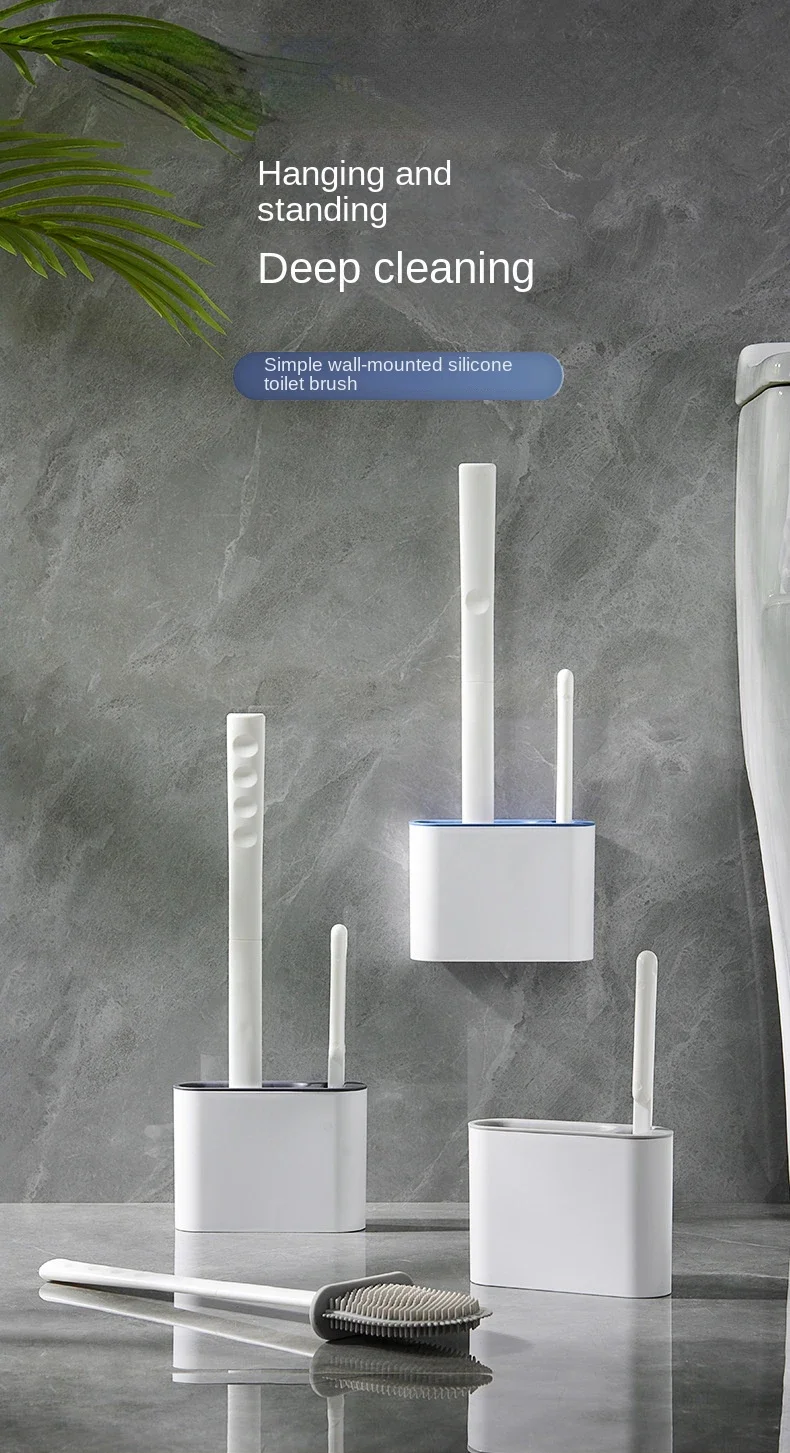 

PDQ Silicone Toilet Brush No Dead Angle Household Toilet Daily Cleaning Suit Wall-Mounted Washing Fabulous Toilet Accessories