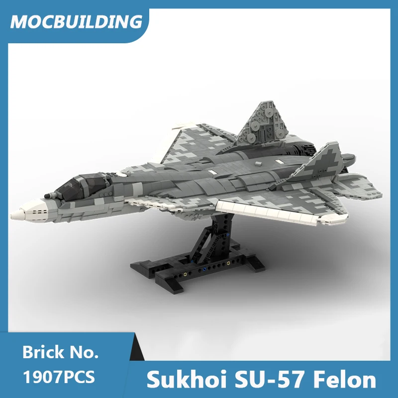 MOC Building Blocks Sukhoi SU-57 Felon Aircraft 1/35 Scale Model DIY Assembled Bricks Educational Creative Toys Gifts 1907PCS