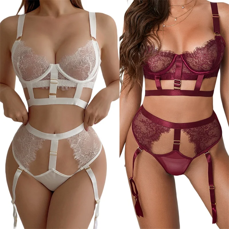 Комплект женского нижнего белья из 2 предметов женский кружевной сетчатый