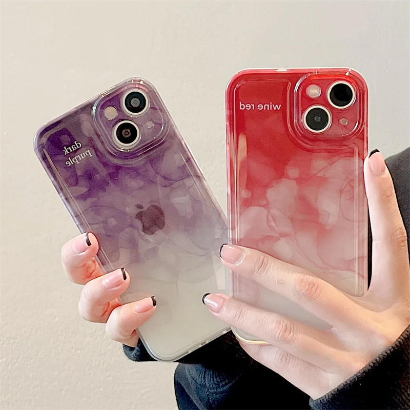 

Halcyon Ink and Wash Painting Phone Case For iPhone 14 13 11 12 Pro Max 14Plus Gradient Color Letter Pattern Soft TPU Back Cover