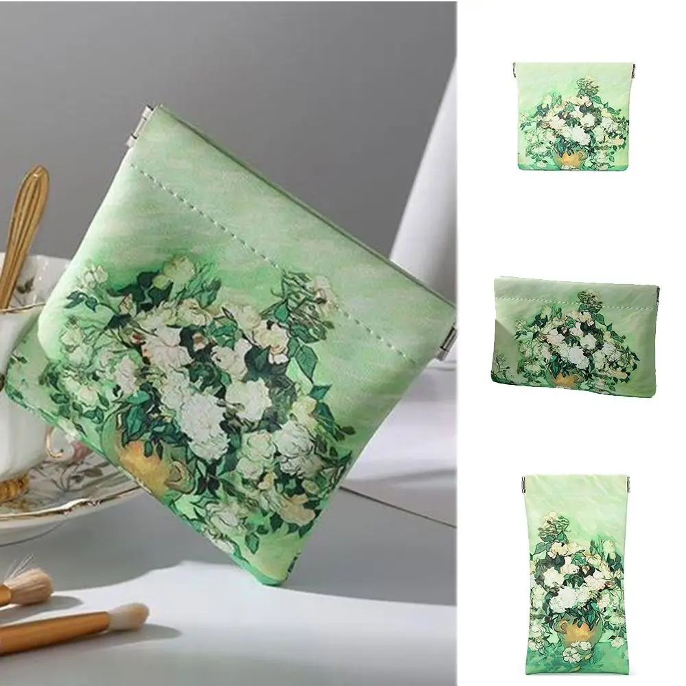 

Flower Self-closing Sunglasses Bag PU Leaf Spring Bag Data Cable Storage Bag for Women Girls Travel Outdoor