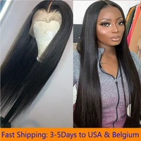 natural 26 inch long super silk straight lace front wig 180 density glueless soft hair wig for black women preplucked baby hair