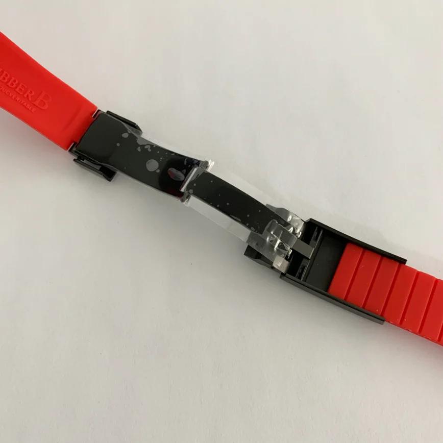 Watch Accessories Rubber Non-luminous Watch Strap 20MM*18MM Stainless Steel Single Folding Clasp PVD Black Steel Buckle