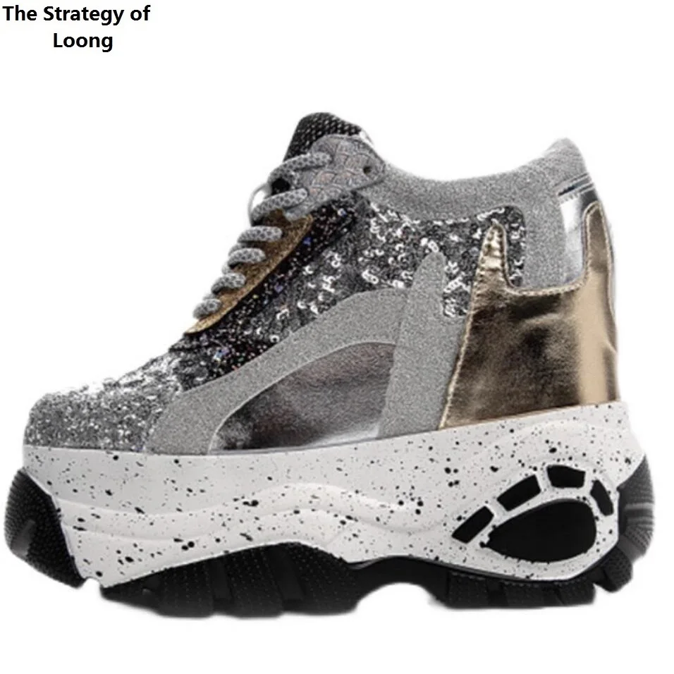 Женские кроссовки из натуральной кожи демисезонные повседневные на танкетке