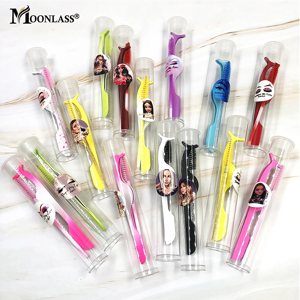 

Free Custom Logo Wholesale Mink Lashes Tweezers Eyelash Makeup Brush Mascara Wands Tube False Eyelashes Lash Curler Applicator