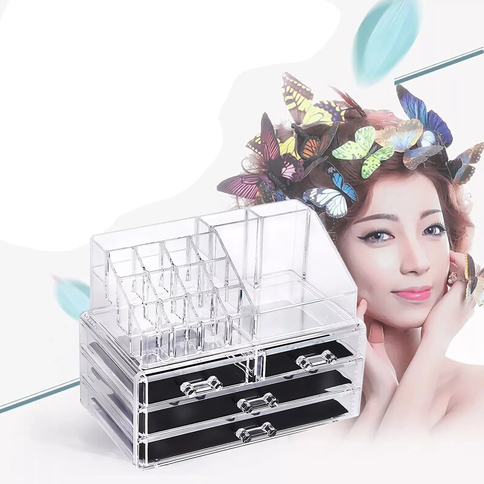 

NEW2023 Wells Functional Acrylic Cosmetics Multi Desktop Transparent Box Storage Beauty Tools Mens Face Mask Skin Care