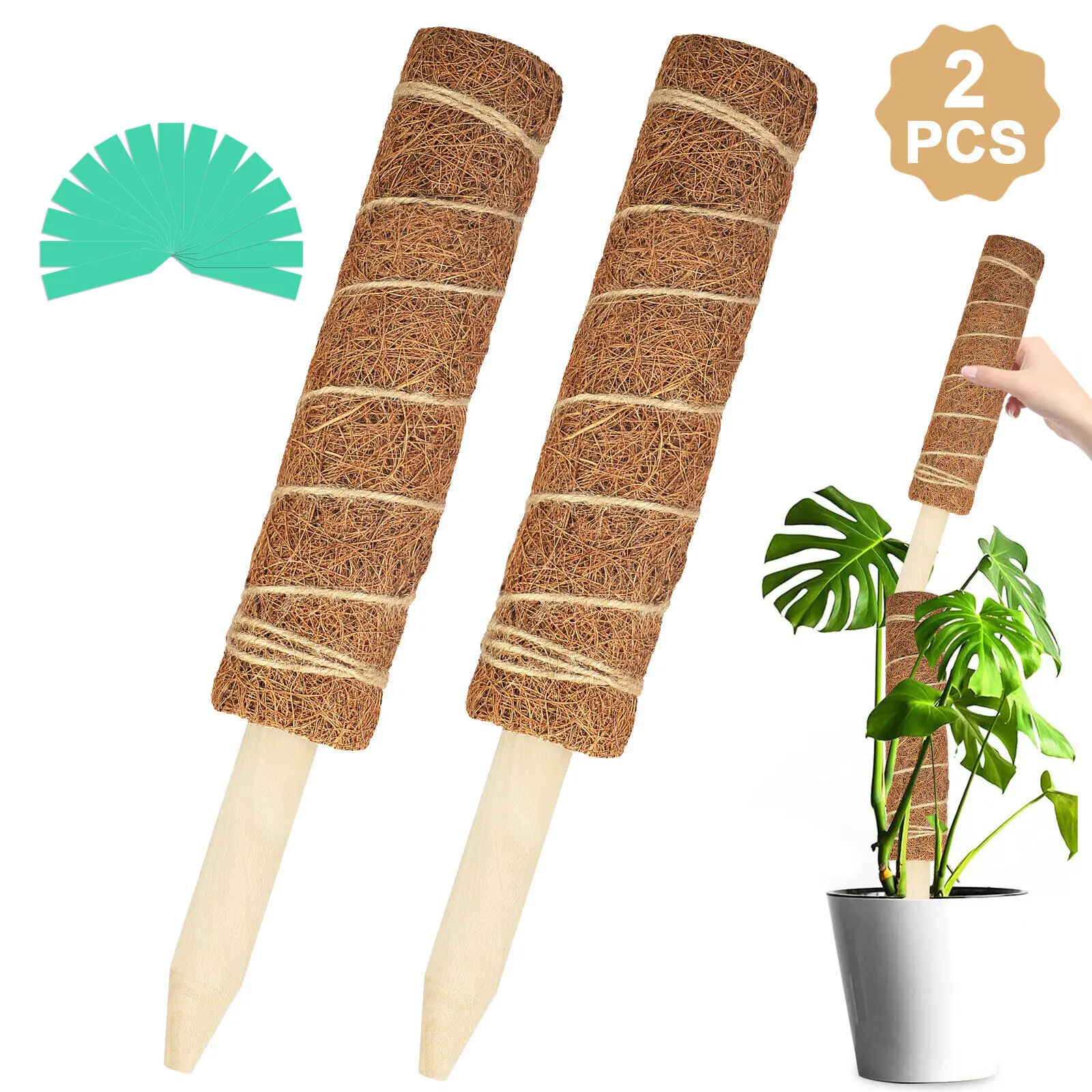 

2Pcs 45cm Plant Climbing Vine Coconut Palm Stick Grow Upward Plant Support Pole
