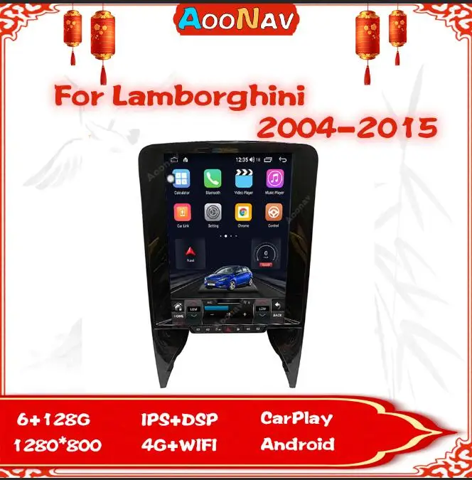 

Автомобильный радиоприемник Android 11 для Lamborghini 2004-2015, стерео с Bluetooth, автоматический сенсорный экран, беспроводная навигация Apple Carplay