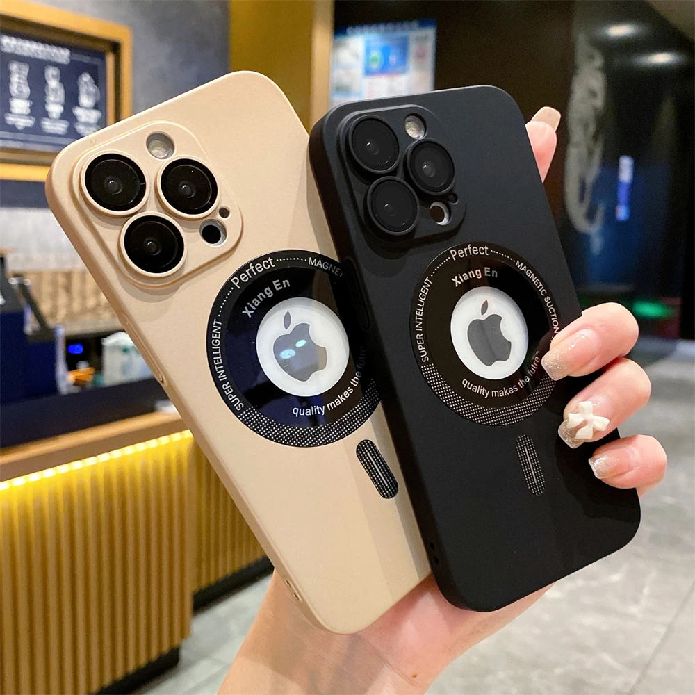 Магнитный чехол с отверстием для логотипа Magsafe беспроводной зарядки iPhone 14 13 12 11 Pro