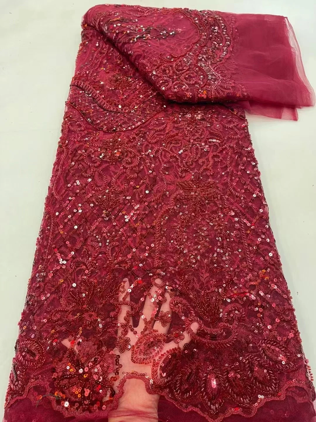 

Роскошная кружевная ткань из бисера, французское Тюлевое кружево, ткани для невесты, новейшие бусины ручной работы, Африканское кружево для свадьбы