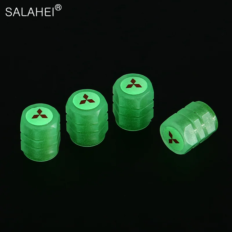 

4pcs Luminous Car Wheel Tire Valve Stem Caps For Mitsubishi Lancer X 9 10 Asx Outlander 3 L200 Styling Decoration Accessories