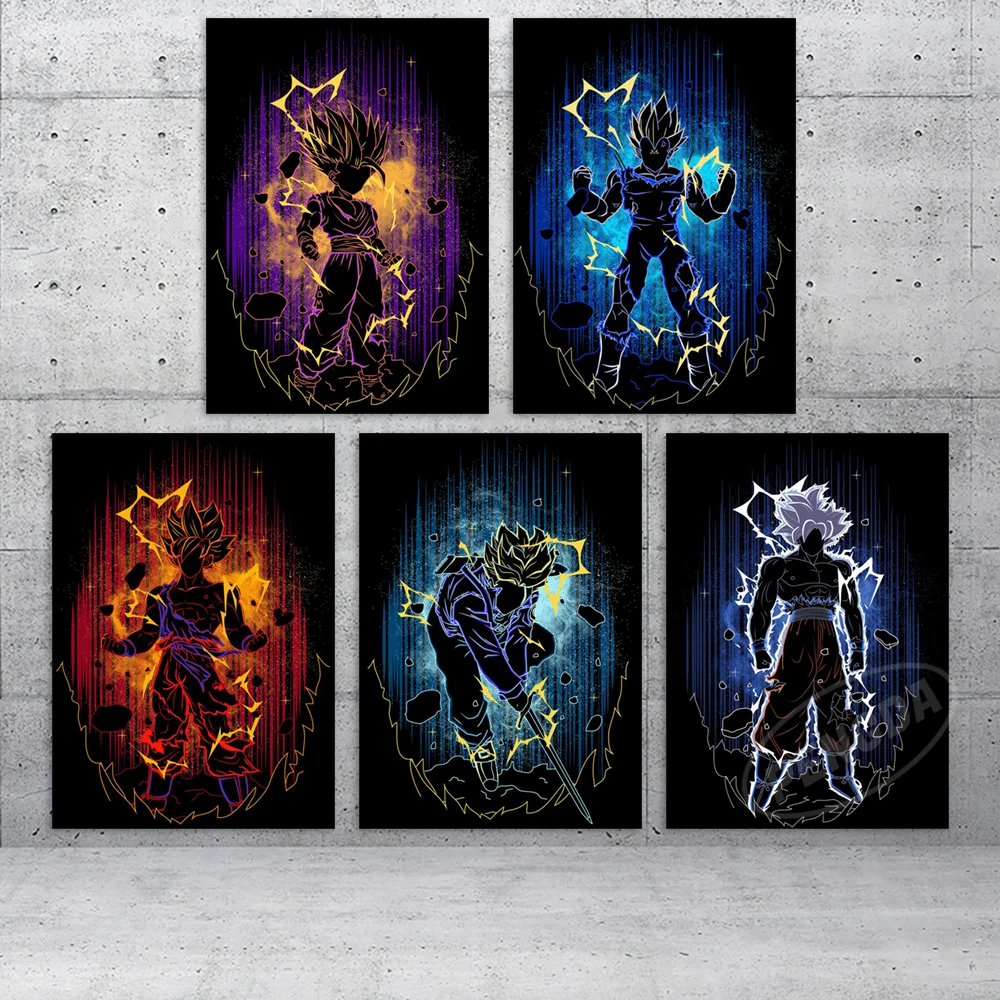 

Canvas Printed Anime Wall Dragon Ball Art Goku Poster Vegeta IV Painting Super Saiyan Home Decoration Pictures For Living Room