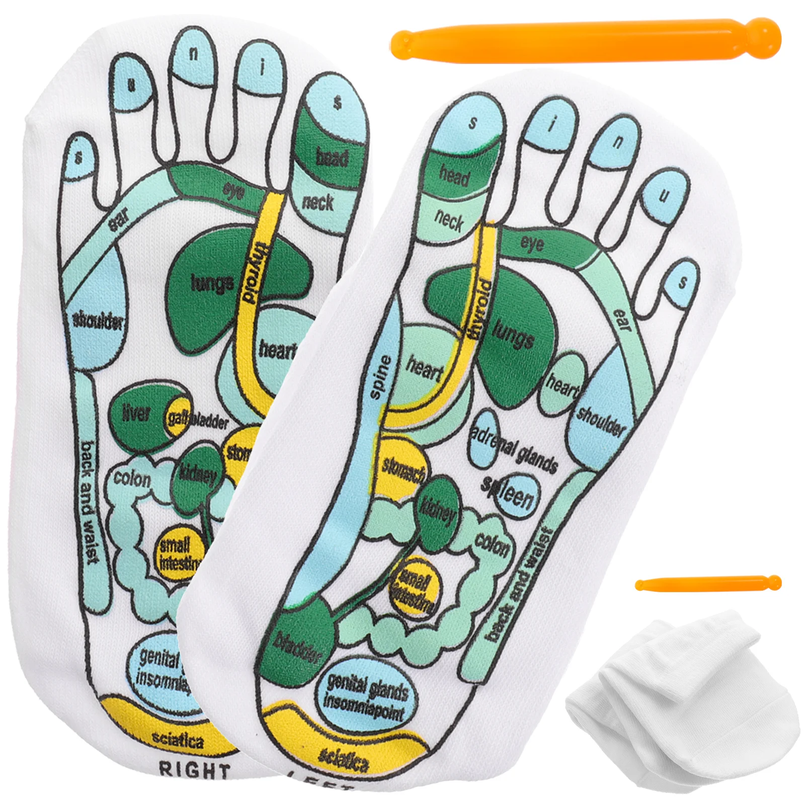 

2 Sets Acupressure Socks and Acupoint Massaging Stick Elastic Socks Socks
