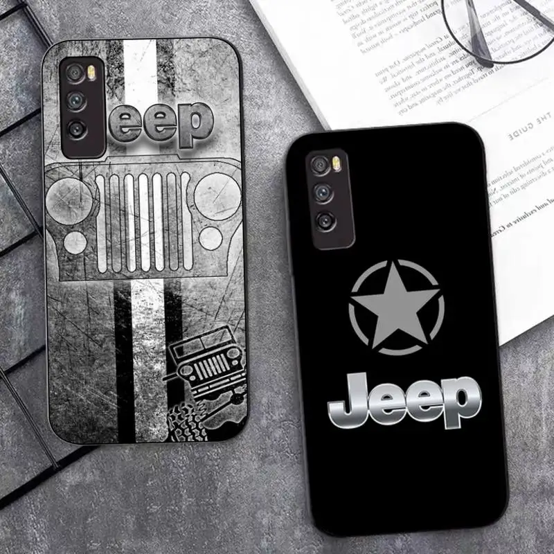 

Jeep Car Luxury Carbon Fiber Phone Case for Huawei Mate 20 10 9 40 30 lite pro X Nova 2 3i 7se