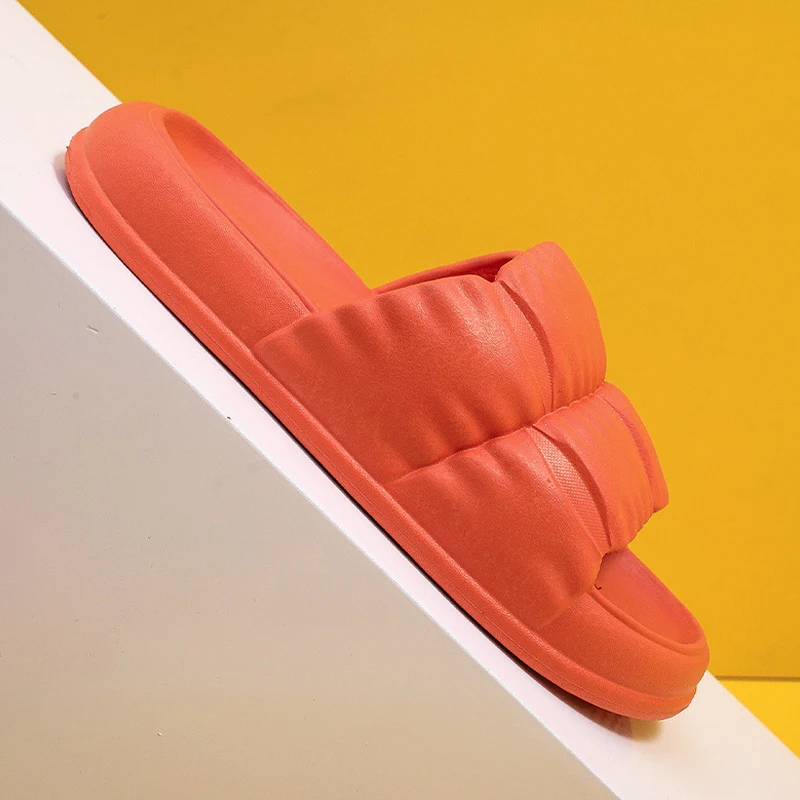 Тапочки женские домашние плиссированные мягкая удобная обувь для улицы дома