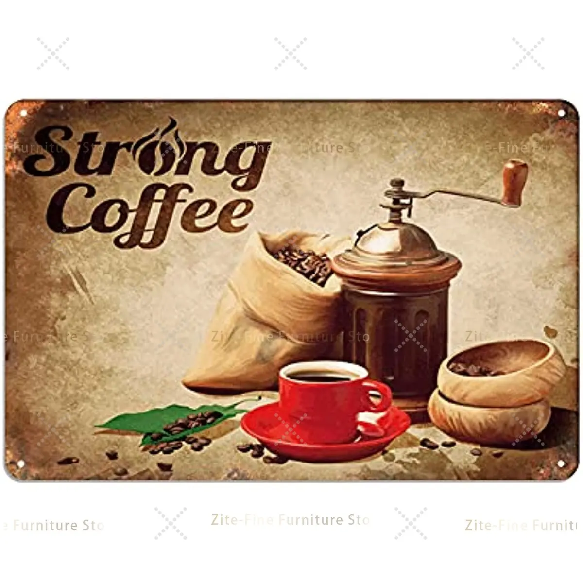 

Strong Coffee Wall Metal Poster Plaque Warning Tin Sign Vintage Iron Painting Decoration Funny Hanging Crafts 8x12inch