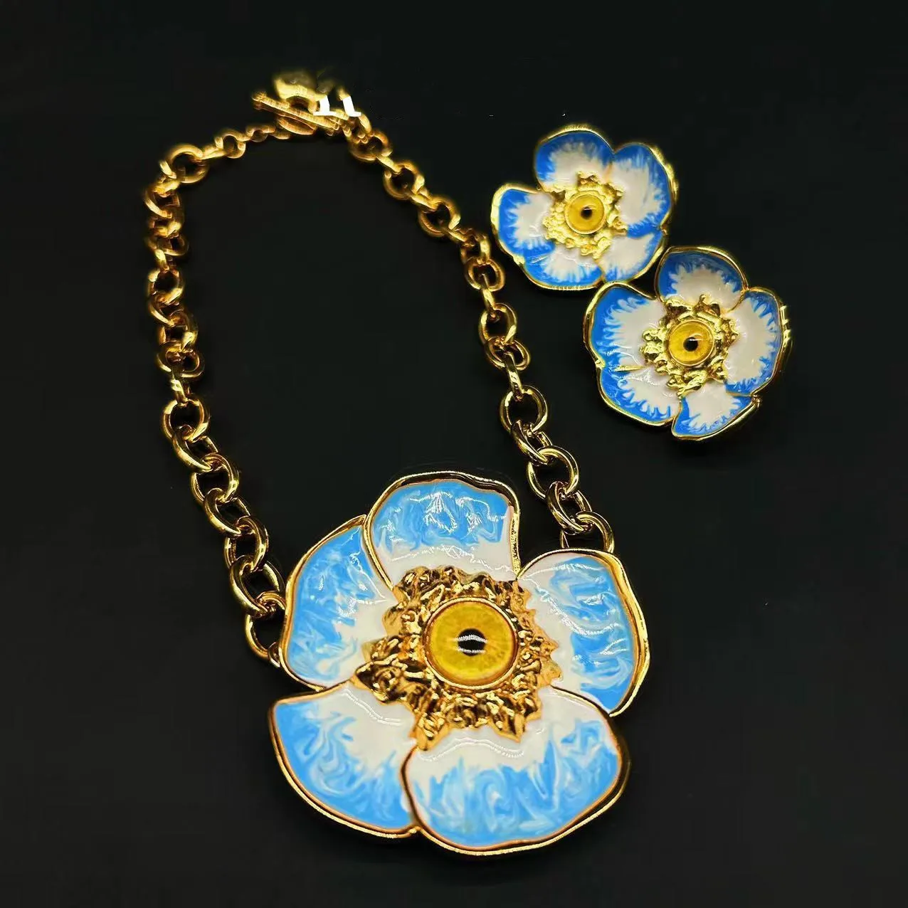 

Occidental Devil's Eye Enamel Colorful Flower Earrings