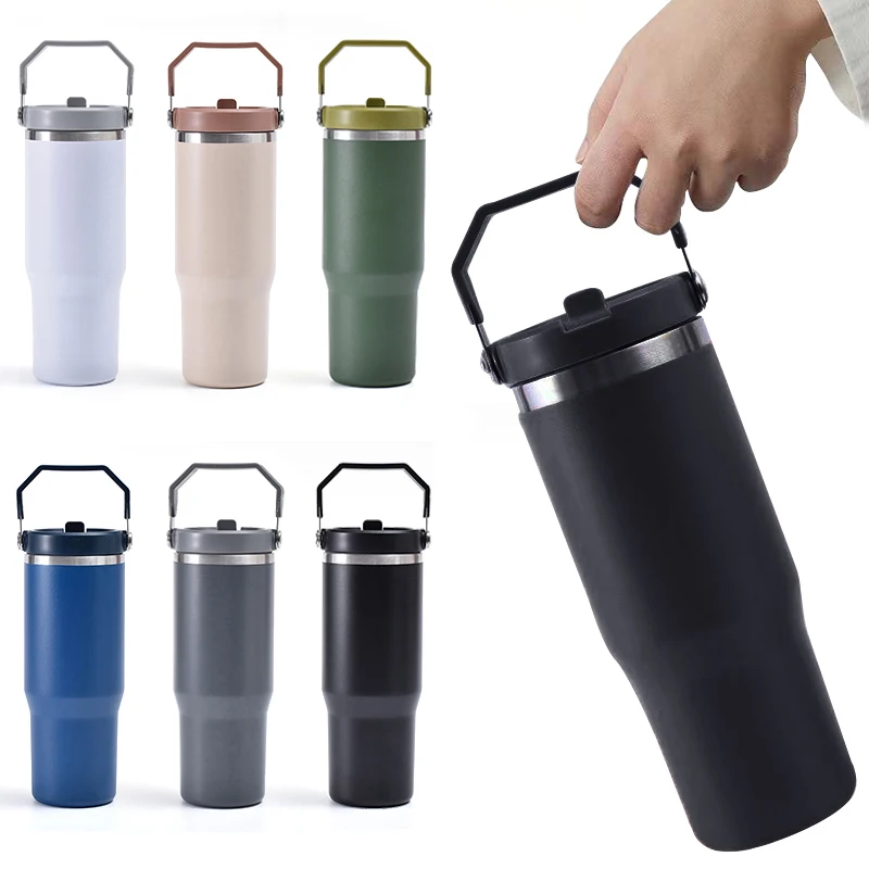 

20oz/30oz Thermal Water Bottle Stainless Steel Vacuum Insulated Bottle Ice Water Tumbler Water Bottle with Straw Cafe Travel Mug