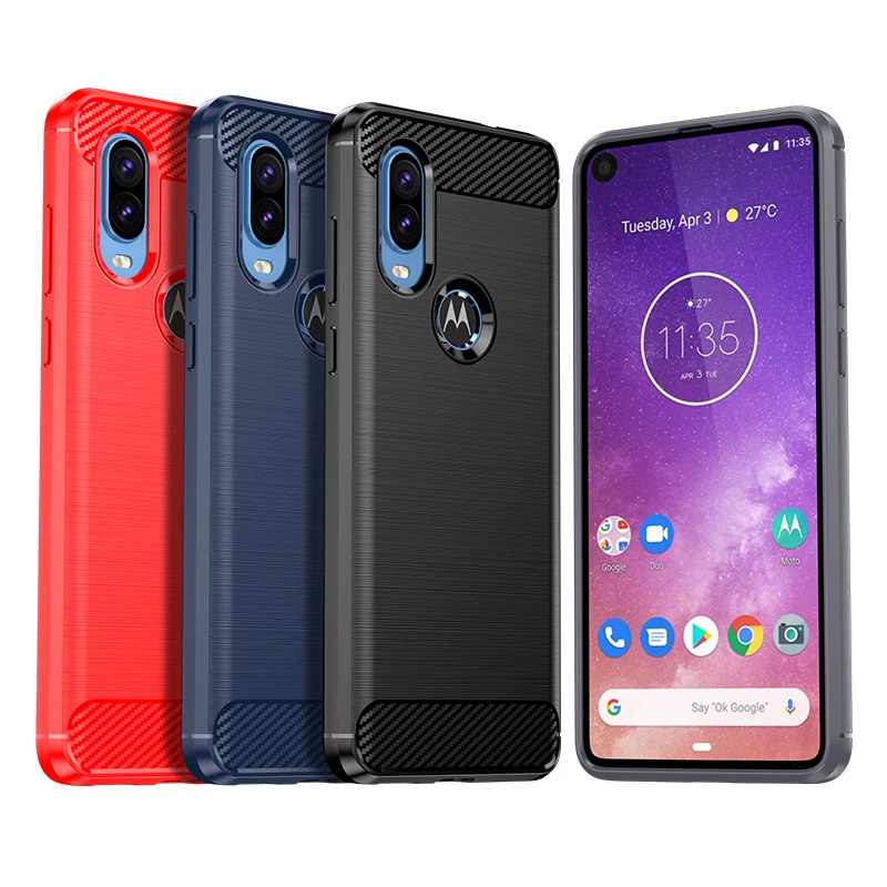 

Case for Moto P50 / P40 Play / P40 Power / P30 Play / P30 Note Brushed Carbon Fiber Texture Soft Flexible TPU Shockproof Cover