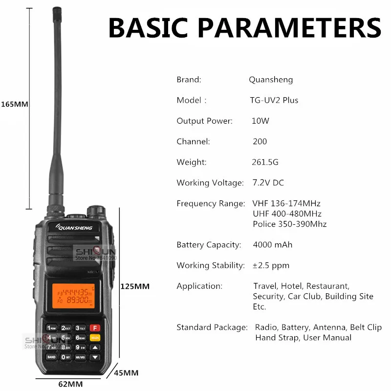 Walkie Talkie 10KM QuanSheng 2 Way Ham Radio TG-UV2 Plus 10W Long Range 10KM 4000mah 10 KM vhf uhf Dual Band UV2Plus UV-5R UV 82