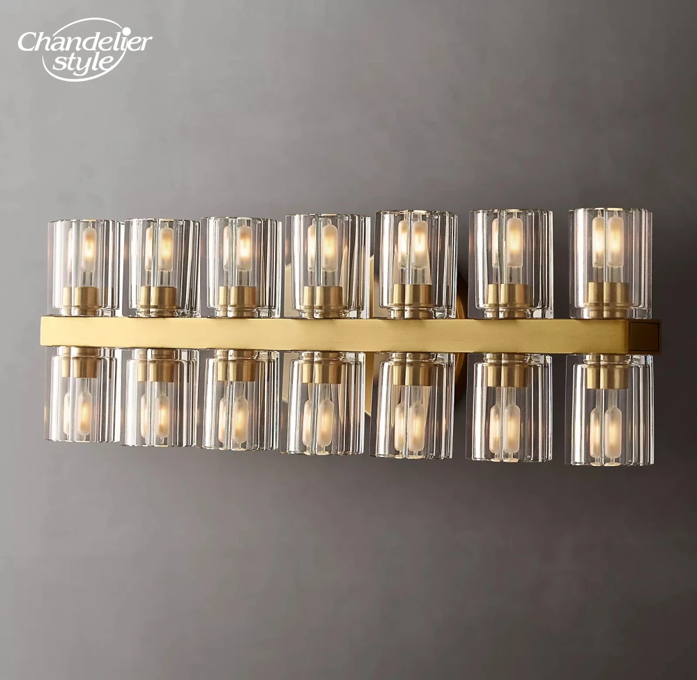 

Arcachon Sconce Modern Retro LED Clear Crystal Linear Brass Chrome Black Wall Lamps Bedroom Living Room Bathroom Indoor Lighting