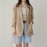 spring autumn thin womens linen suit jacket plus size leisure jacket womens tops korean fashion loose coat office women new za
