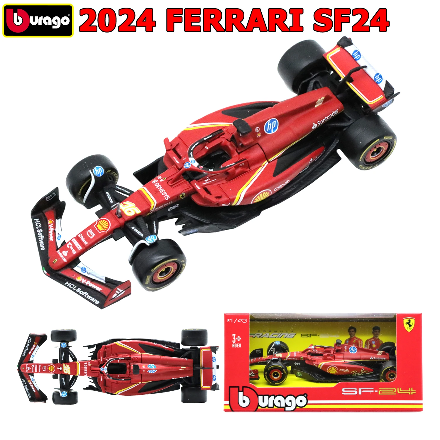1/43 Bburago 2024 F1 FERRARI SF24 гоночные модели литая под давлением игрушка из сплава
