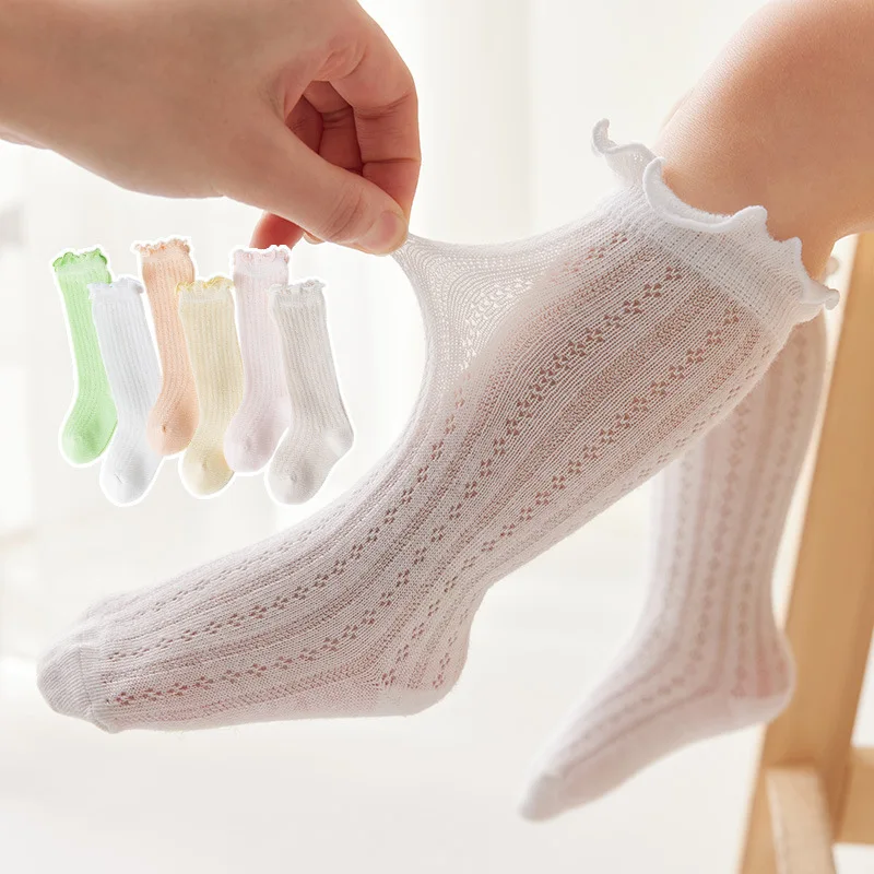 

Kids Baby Girl Socks 0-5 Years Old Toddler Baby Cotton Mesh Breathable Socks Newborn Baby Knee Tall Baby Girl Stockings