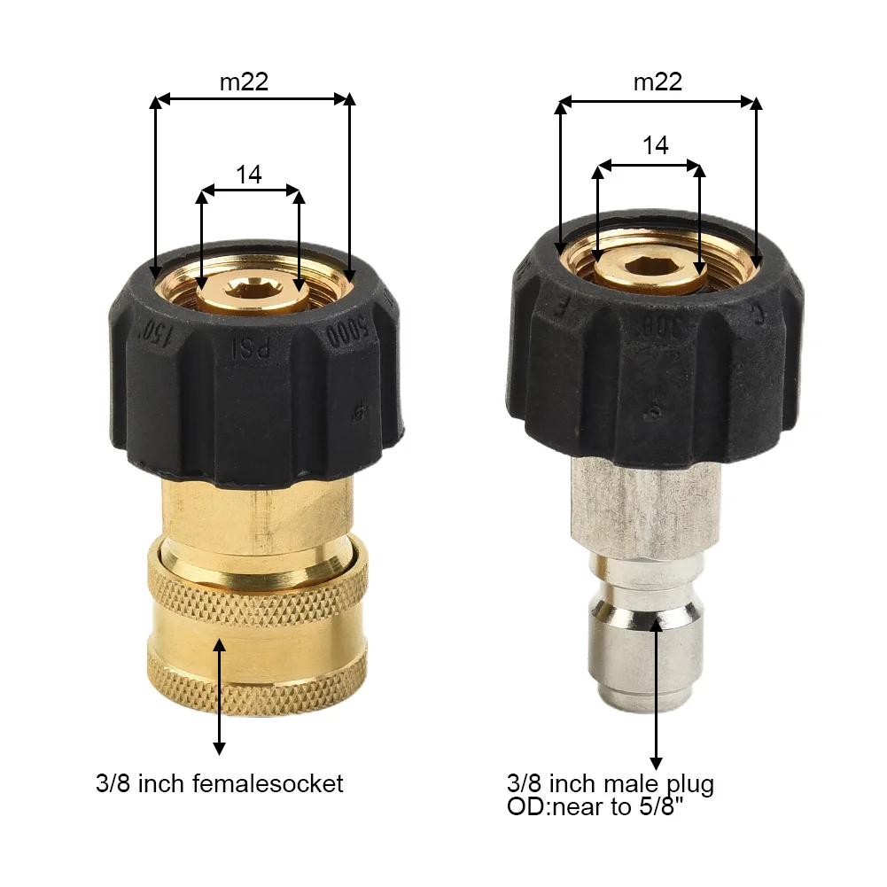 

1pc Pressure Washer Hose Adapter Set 5000 PSI Quick Connect Kit Female Male Plug For Power Washer Garden Cleaning Tool