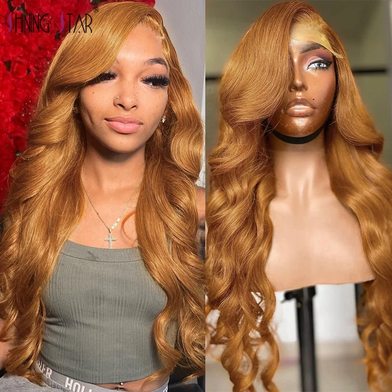 

Ginger Blonde Lace Front Wigs For Women Body Wave Human Hair Lace Frontal Wig Brown Colored 13x4 Curly Human Hair Wigs Pre Pluck