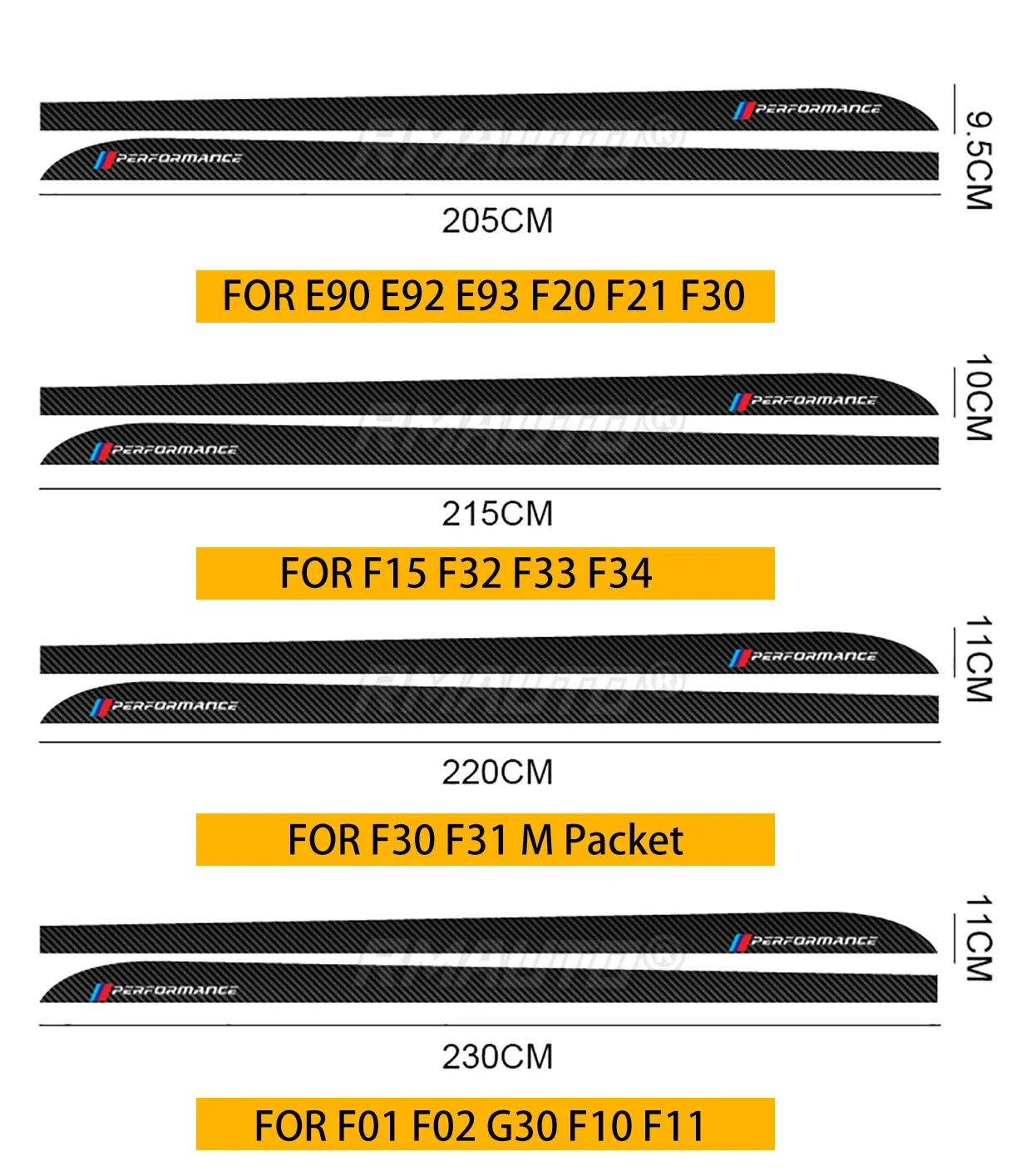 

5D настоящее углеродное волокно M Performance, боковая юбка, полоса на порог, комплект кузова, автомобильная наклейка для BMW G30 E90 E92 E93 F20 F30 F32 F10 F01