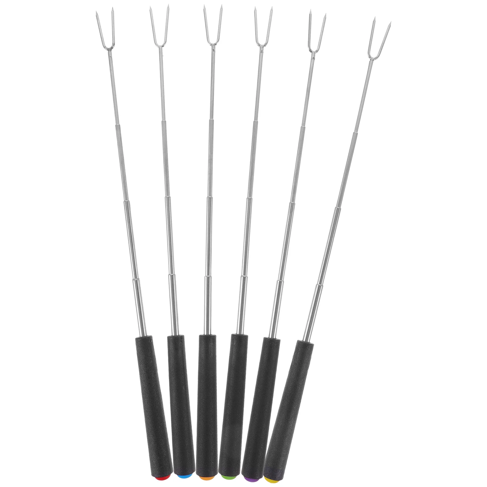 

6 Pcs Telescopic Barbecue Fork Metal Grilling Tool Outdoor Roasting Supplies Abs Forks Meat Set Marshmallow Sticks Bbq