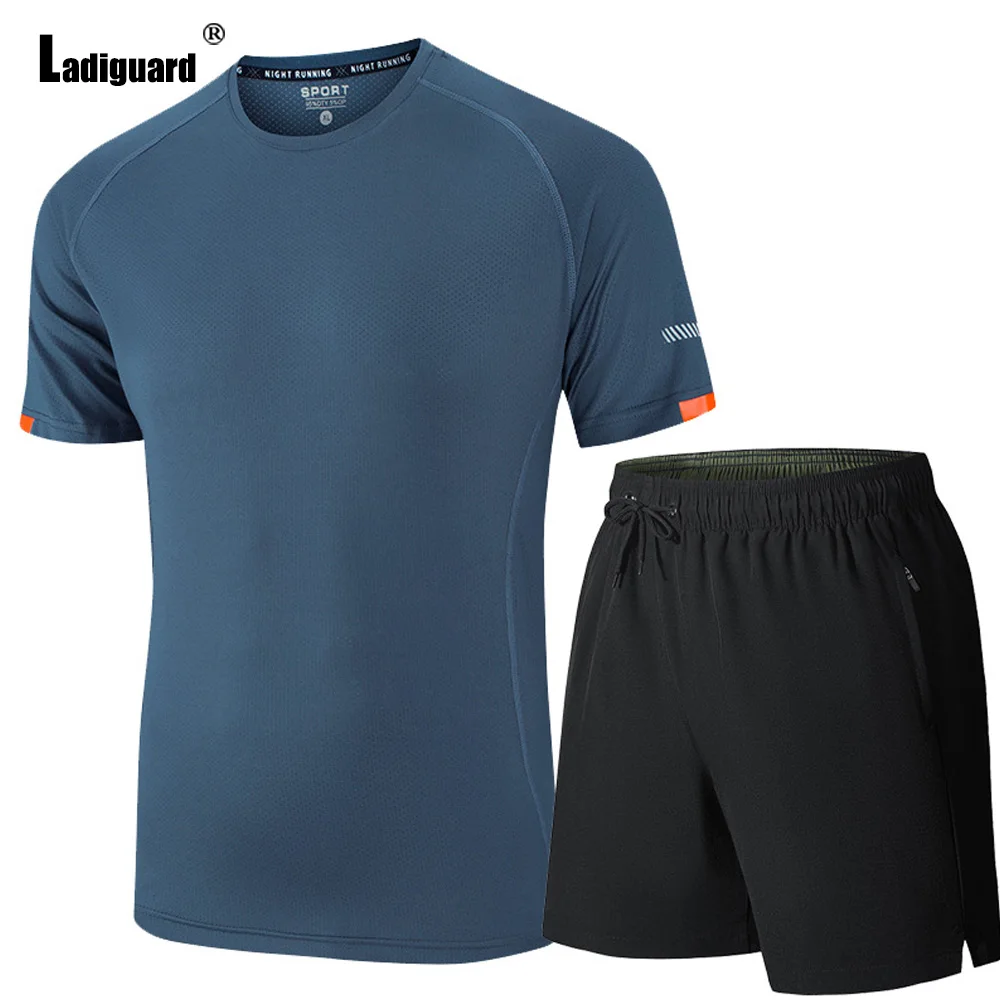 Ladiguard 2023 European Size Running Gym Sportwear Mens Fashion Tracksuit Sets Men Casual Outdoor Skinny Two-piece Outfits Homme