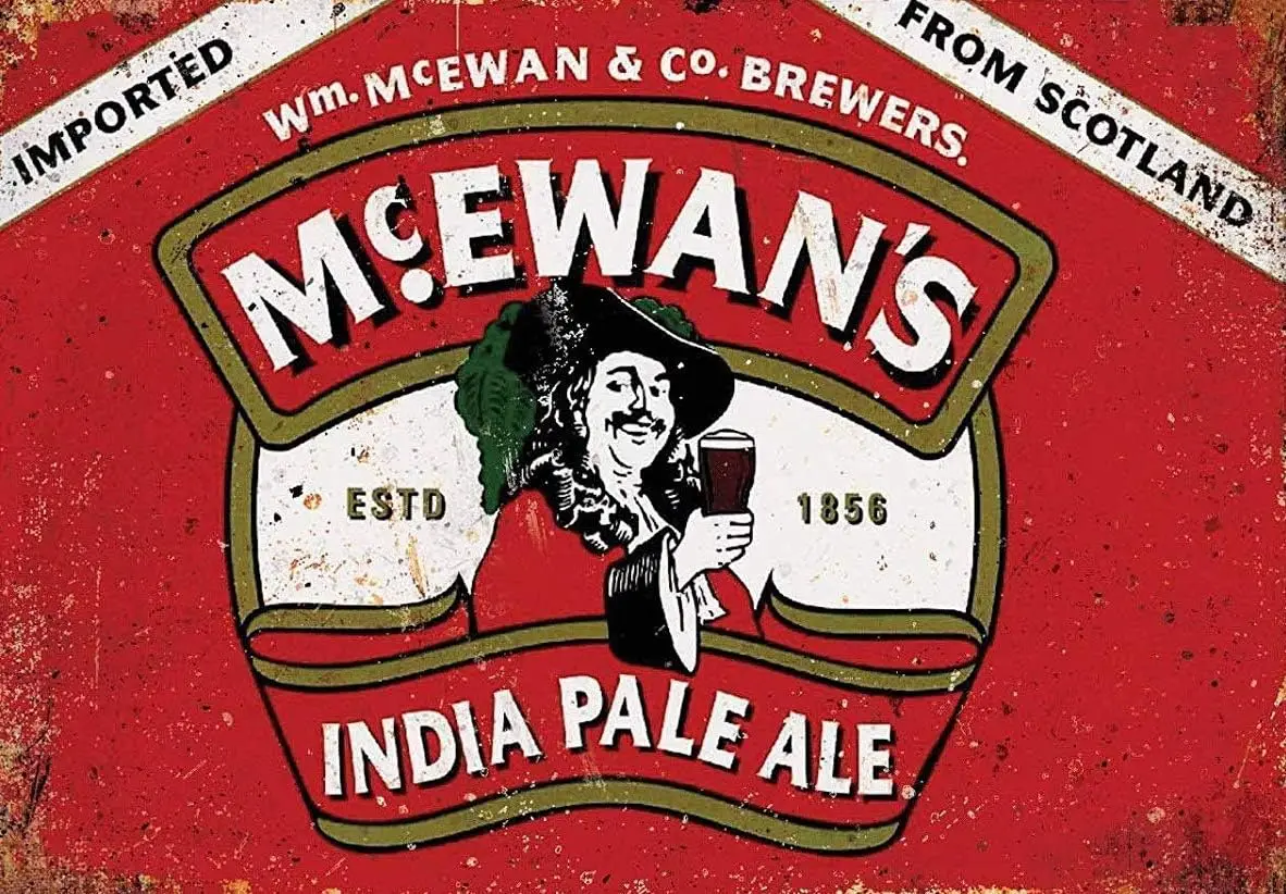 Винтажный шотландский пивной винтажный жестяной знак Mcewans металлический декор