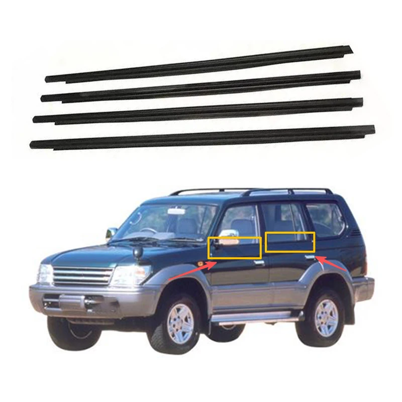Фото Для Toyota Land Cruiser LC95 1996-2002: Комплект из 4 уплотнителей (уплотнители дверных стекол, уплотнители оконных рам) 75711-60030 №1