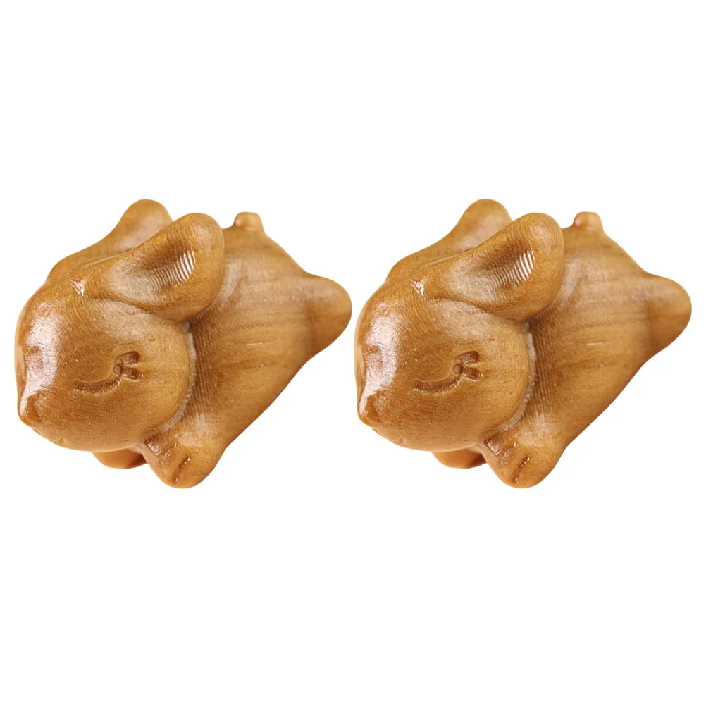 2 шт. китайские украшения мини кролик резьба по дереву винтажная деревянная