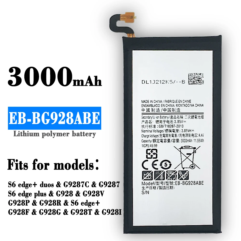 

100% Original Battery EB-BG928ABE For Samsung Galaxy S6 edge Plus+ SM-G9280 G928P G928F G928V G9280 G9287 3000mAh with Tools