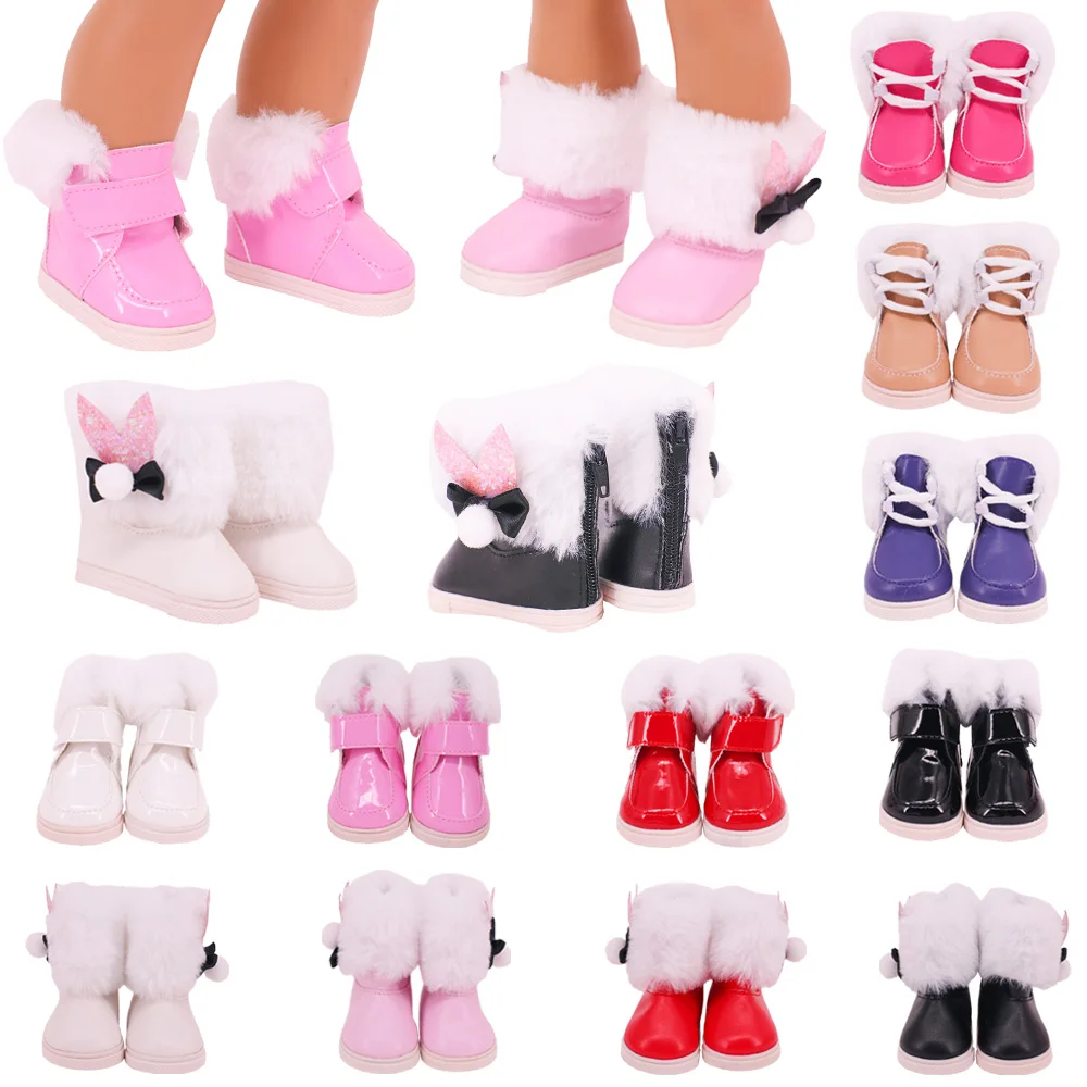

7Cm Doll Shoes Boots Handmade Plush Boots Shoes For 18 Inch American of gir`s&43Cm Baby New Born Doll Accessories Our Generation