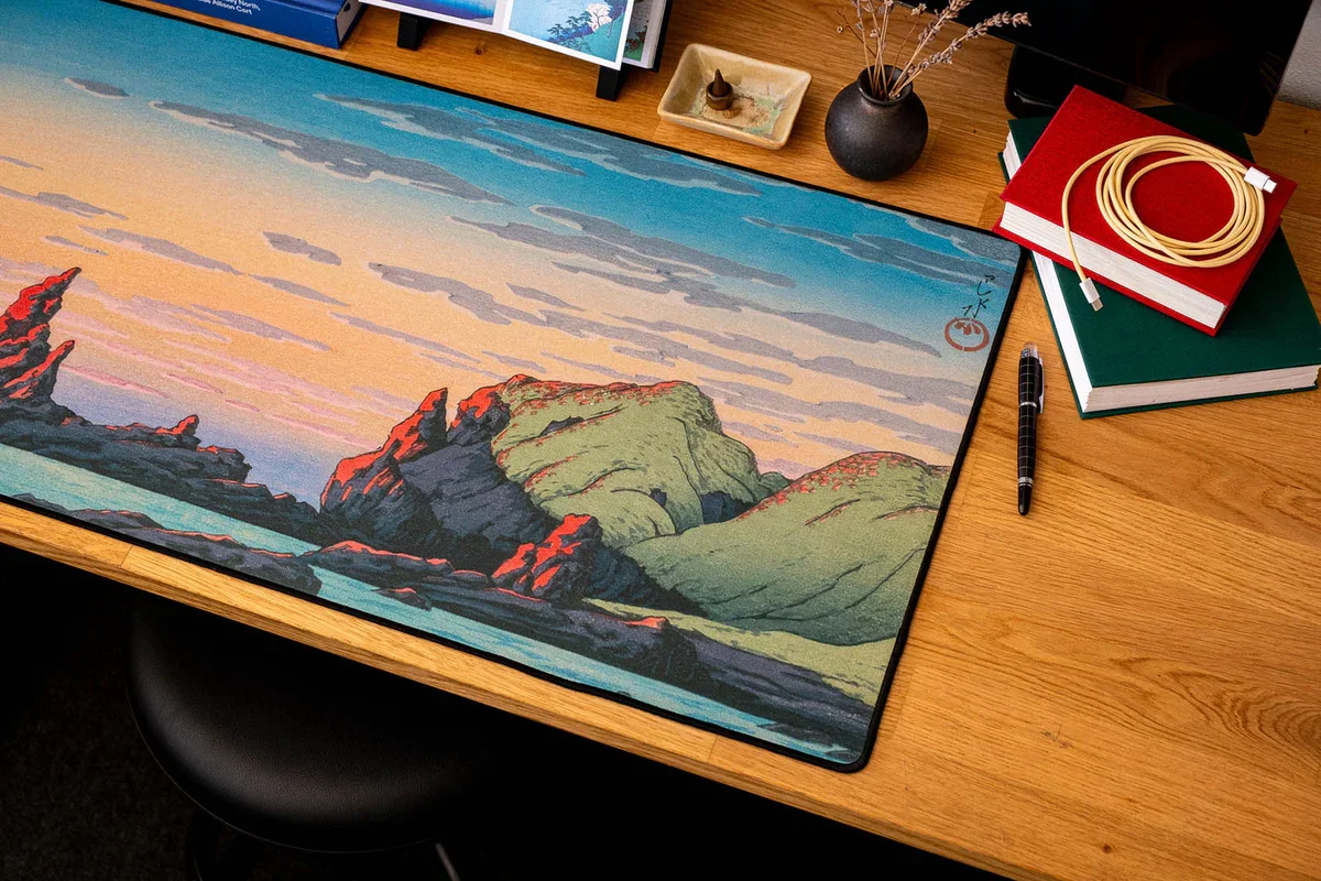 Фото Японский пейзажный настольный коврик Ukiyo-e, очень большой мягкий резиновый коврик для мыши, традиционный художественный игровой коврик для клавиатуры, многоразмерный настольный коврик №3