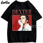Хлопковая мужская футболка с принтом Dexter, с круглым вырезом, Высококачественная Свободная Повседневная Уличная одежда, модная летняя футболка с короткими рукавами