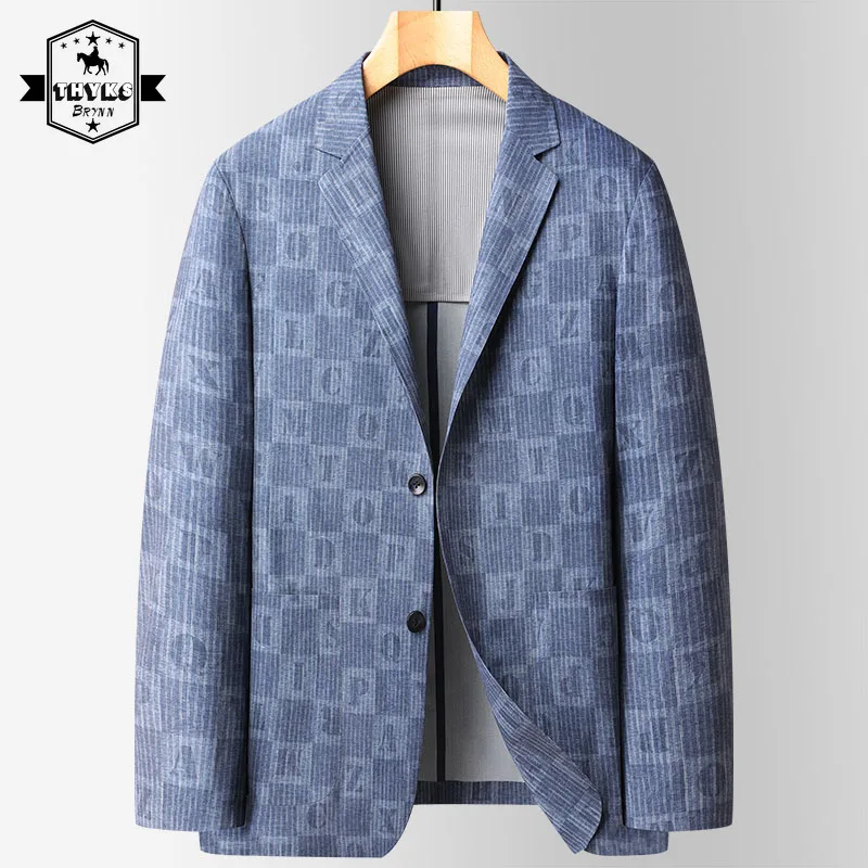 Blazers Top Male Suit Letter Printing Loose Business Casual Jacket Luxury Gray Coats Spring Autumn Elegant Outfits Fashion 2022